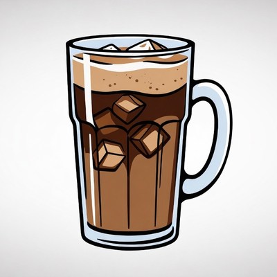 Iced Coffee in Glass with Ice Cubes