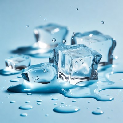 Ice Cubes with Water Splashes