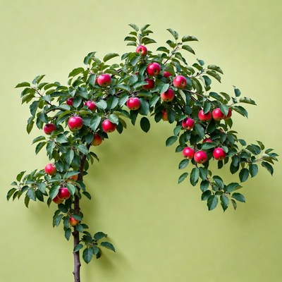 Red apples on tree against green background
