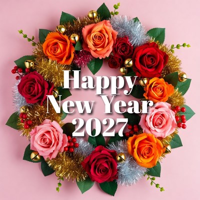 Happy New Year 2027 Wreath