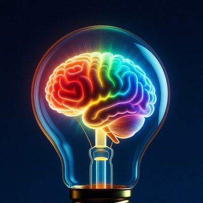 Rainbow Brain in Lightbulb