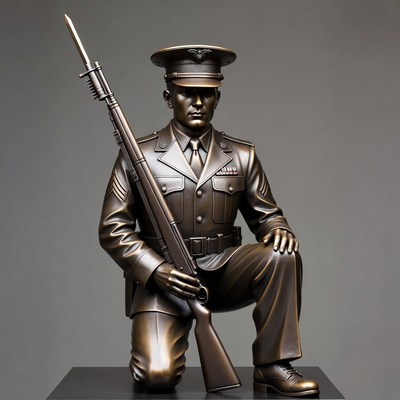Bronze Marine Kneeling with Rifle