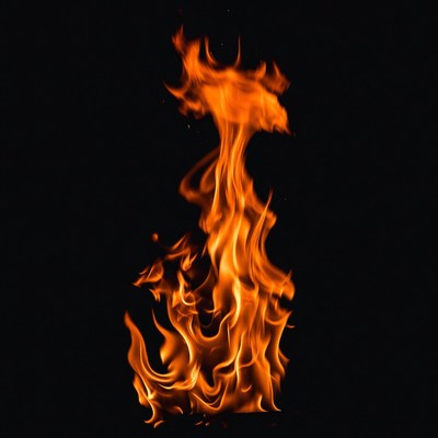 Burning Flames on Black Background