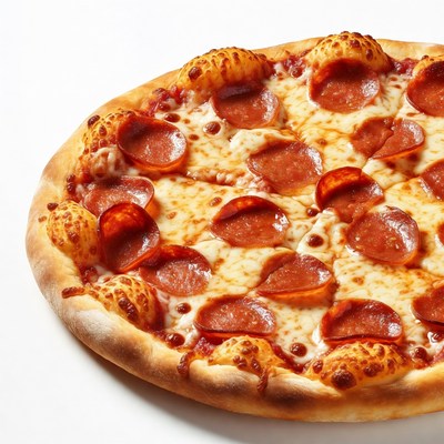 Pepperoni Pizza on White Background