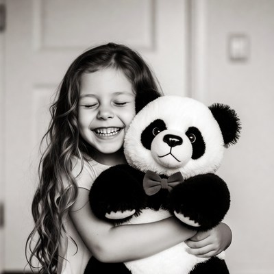 Girl hugging teddy bear
