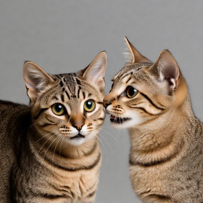 Two tabby cats nuzzling noses