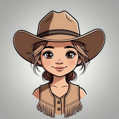 Cartoon girl in cowboy hat