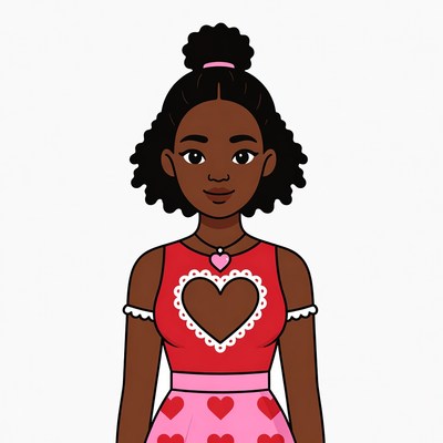 African-American girl in heart dress