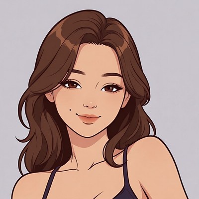 Anime girl with brown hair smiling