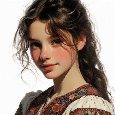 Beautiful girl with wavy brown hair