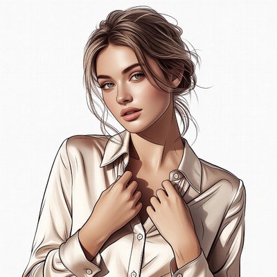 Beautiful woman in silk shirt