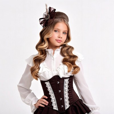 Girl in steampunk corset outfit