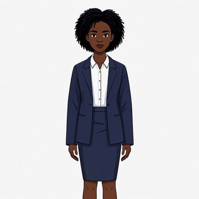 African-American woman in navy suit