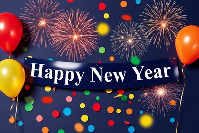 Happy New Year Balloons Fireworks