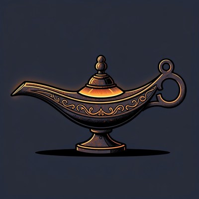 Glowing Golden Genie Lamp