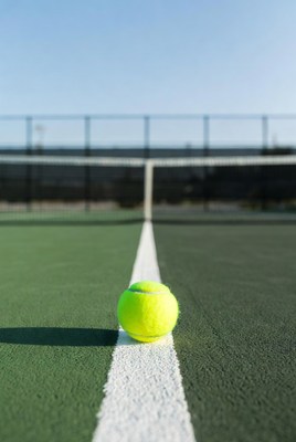 Tennis Ball on Court Line