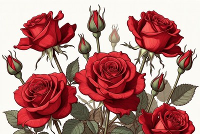 Red Roses Illustration Bouquet