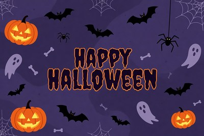 Happy Halloween Illustration with Pumpkins