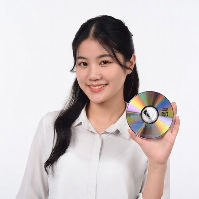 Asian woman holding CD