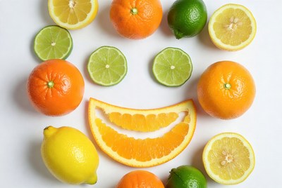 Fruits Arranged as Smiley Face