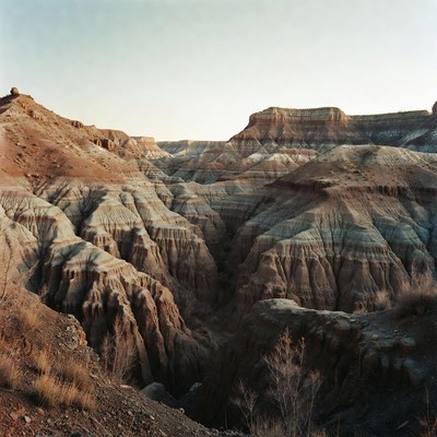 Colorful Layered Canyon at Sunset