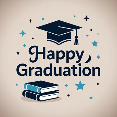 Happy Graduation with Cap and Books