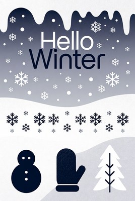 Hello Winter Snowman Illustration