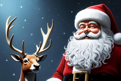 Santa Claus with reindeer