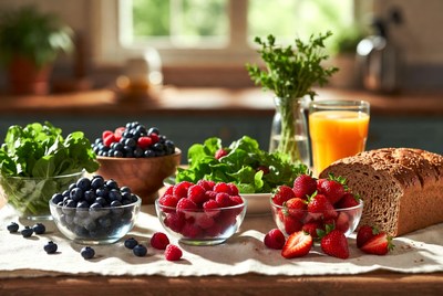 Fresh Berries Strawberries Blueberries Bread