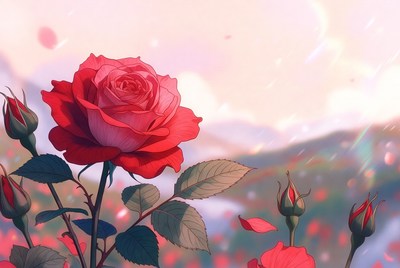 Vibrant Red Rose Illustration