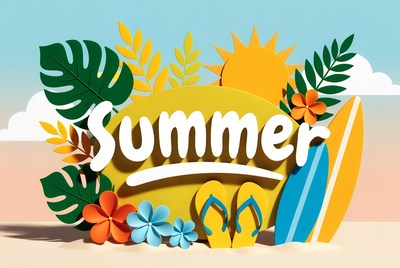 Summer Text with Tropical Elements