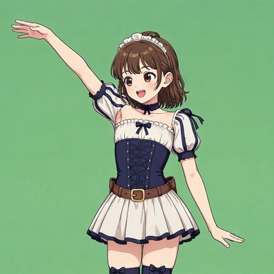 Anime girl waving in maid outfit