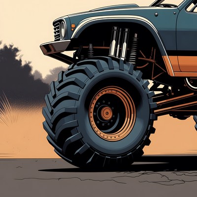 Blue Monster Truck with Large Tires