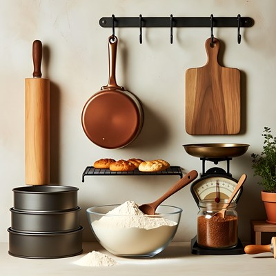 Kitchen Utensils Baking Ingredients Display