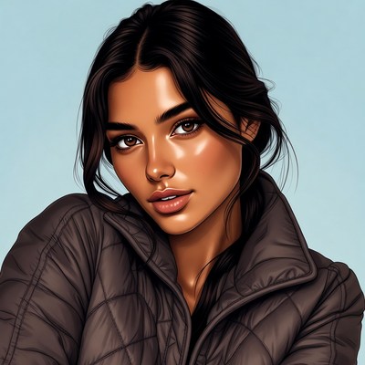 Beautiful woman in quilted jacket