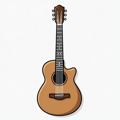 Brown Acoustic Guitar Illustration