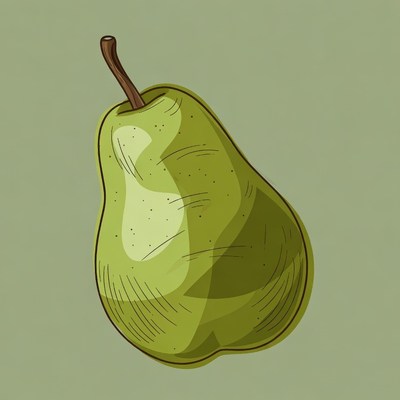 Green Pear Illustration