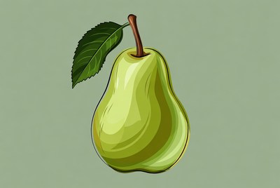 Green pear with leaf illustration
