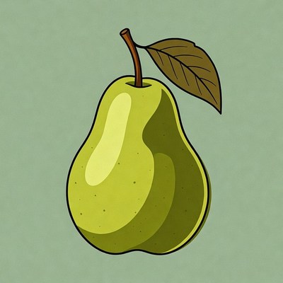 Green pear with leaf illustration
