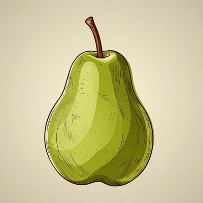 Green Pear Illustration
