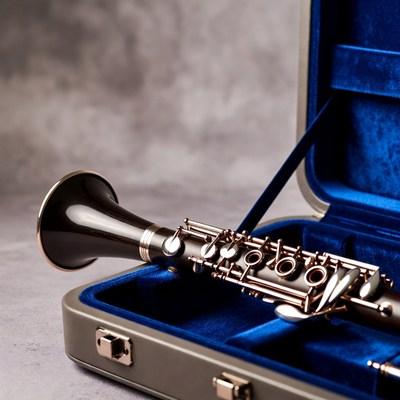 Clarinet in Open Blue Case