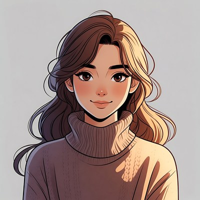 Smiling woman in turtleneck sweater