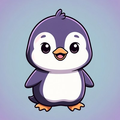 Cute cartoon baby penguin smiling