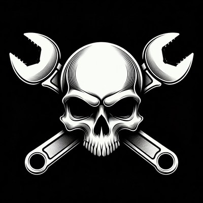 Skull with Crossed Wrenches