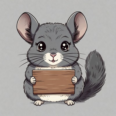 Cute chinchilla holding blank sign