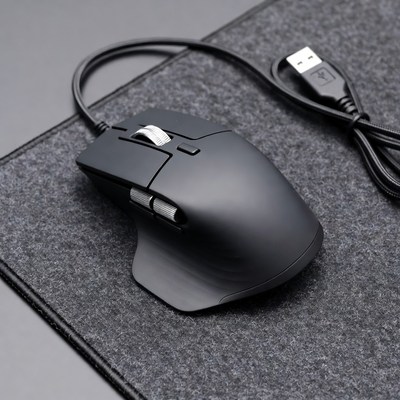 Black Gaming Mouse on Mousepad