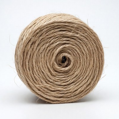 Coiled Jute Rope on White Background