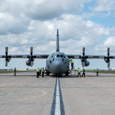 C-130 Hercules with Ground Crew