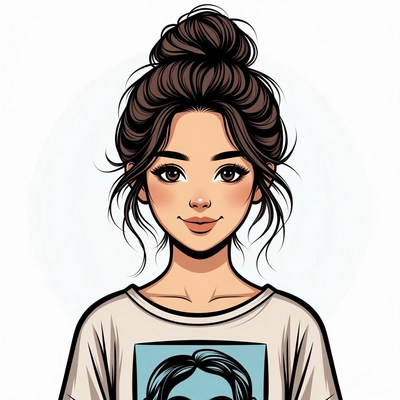 Woman with Messy Bun Hairstyle