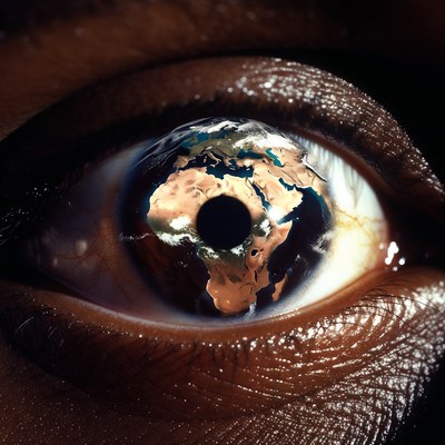 Eye with Earth globe inside